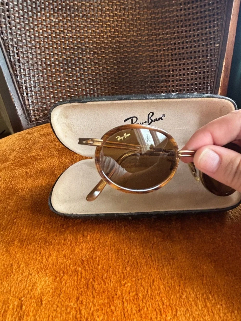 Vintage Ray-Ban W3086 Rituals Oval Sunglasses Gold Double Bridge Brown Lens 90s